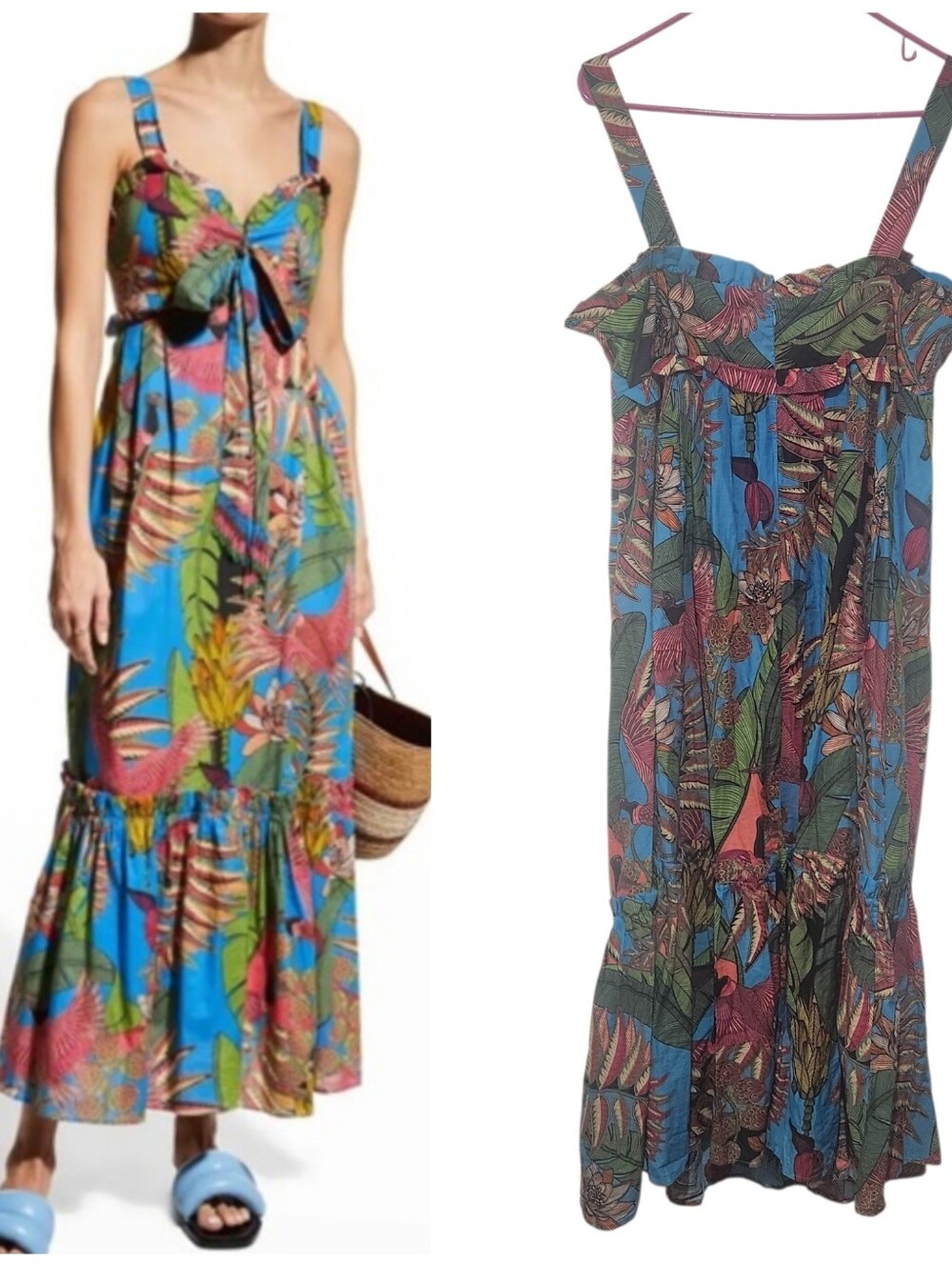 Farm Rio Totally Tuiuiu Cotton Maxidress Boho Festival Resort Wear Summer Size L